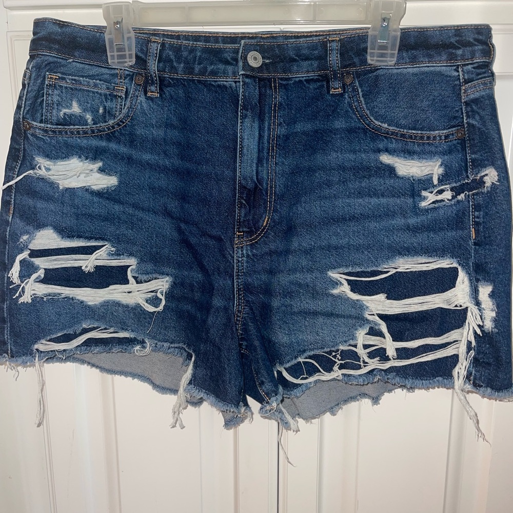 American Eagle Outfitters Blue Distressed Jean Shorts